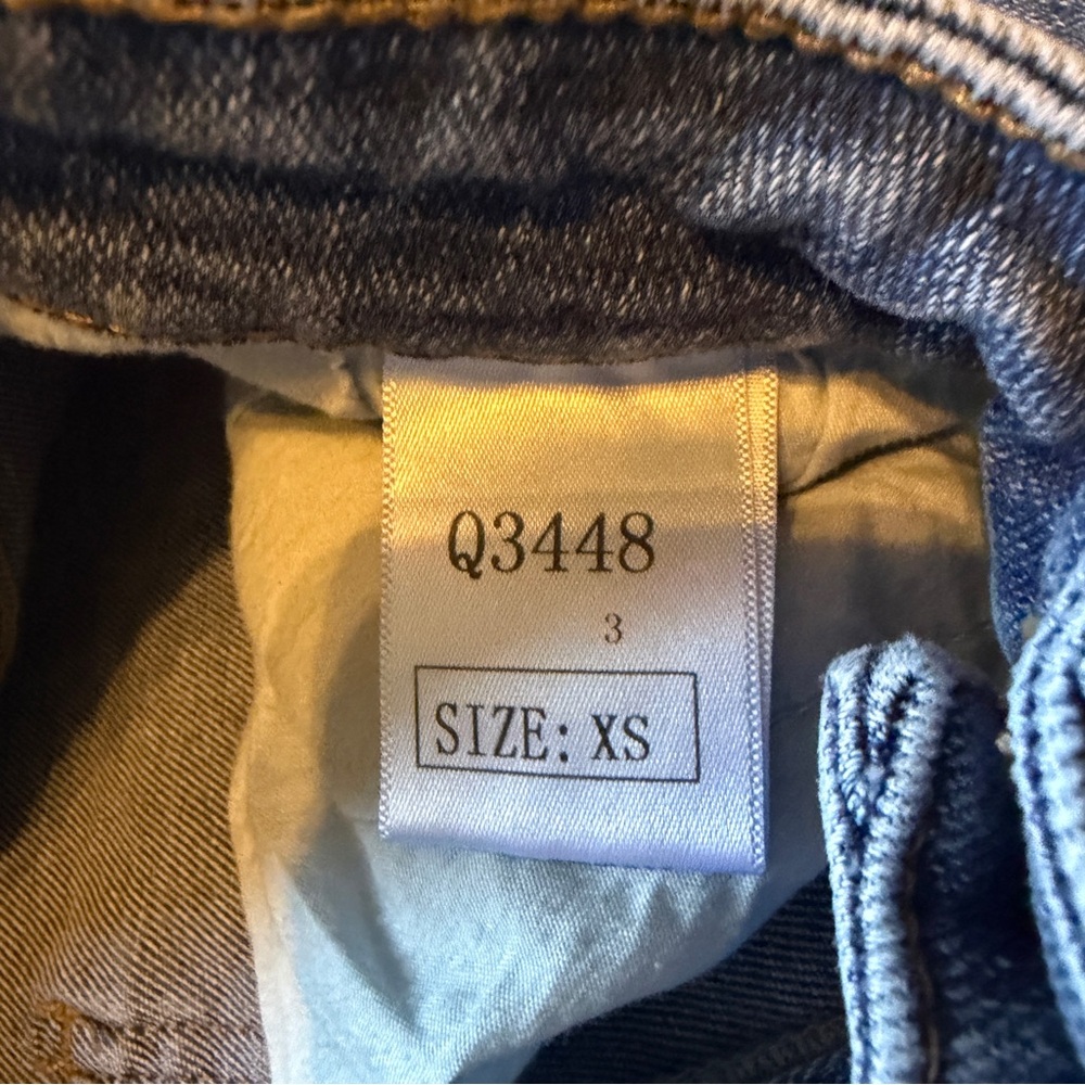 ThCreasa Denim Maxi‎ Skirt Women's Size XS Stretch Medium Blue Distressed Wash - Picture 7 of 9